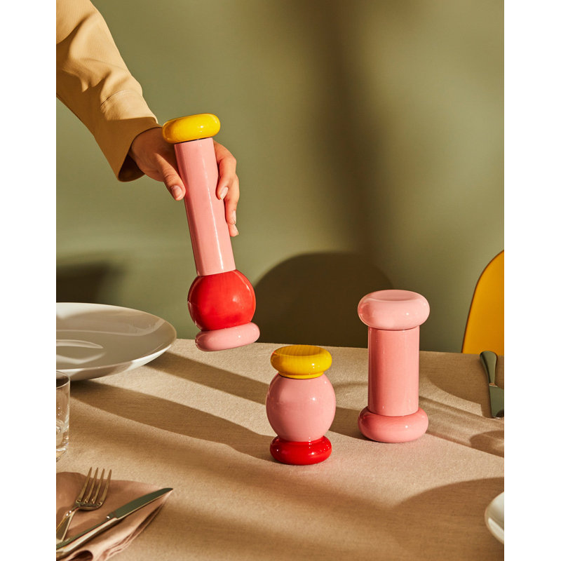Beech Wood Pink Red Yellow Pepper Mill Grinder