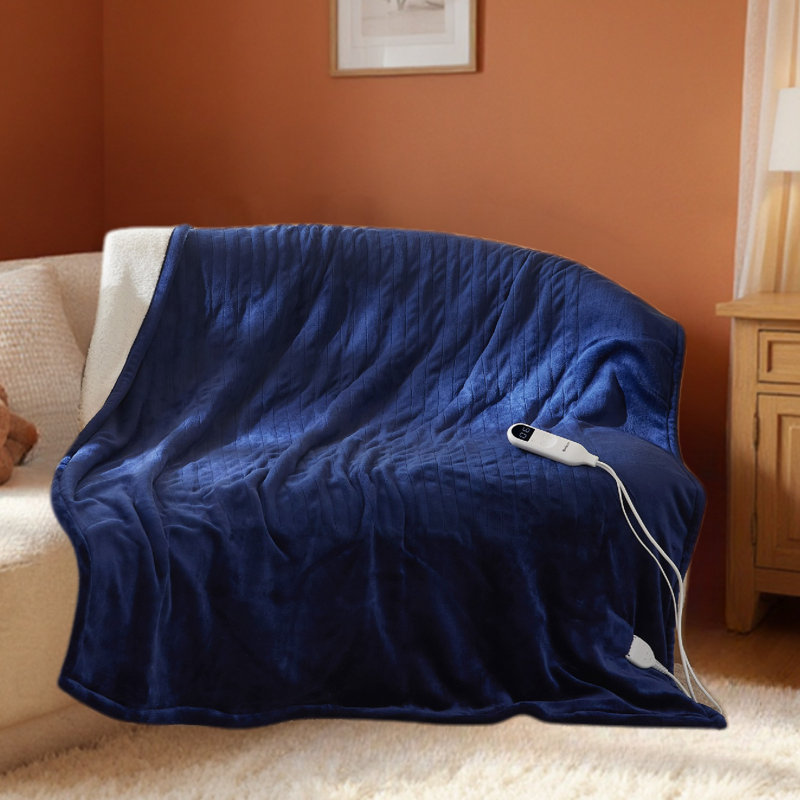 Couverture chauffante pour l'hiver, couverture électrique en flanelle douce avec 4 réglages de temps, 6 réglages de chauffage