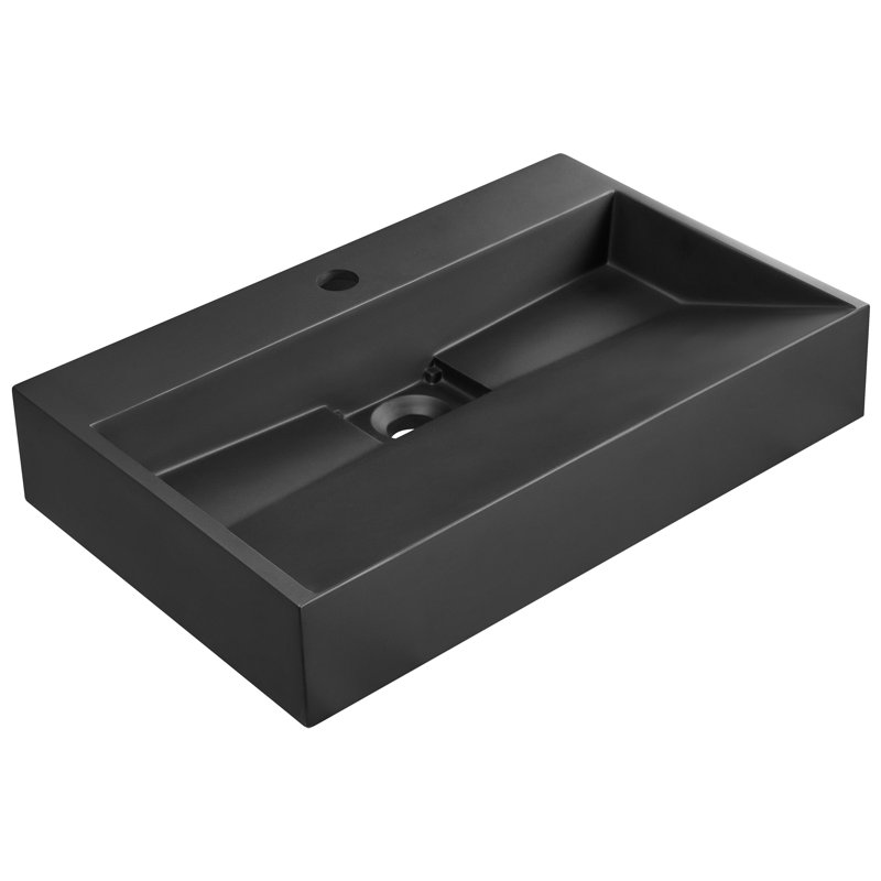 Wall Hung Basin QUENKO, Black, 600cm H x 380cm W x 120cm D, 1