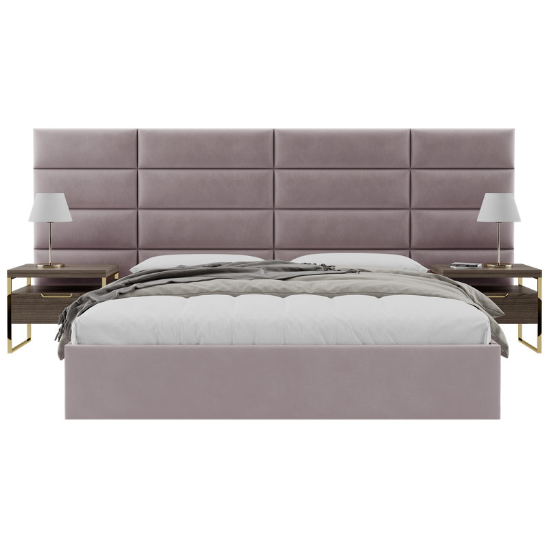 Panneau mural en velours rose cendré, H 11,5 po x l 39 po x P 1,5 po