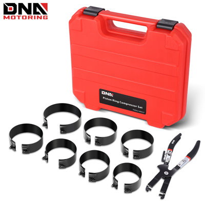 Engine Piston Ring Compressor Set and Compression Pliers,7Piston Rings for Installation,Removal Kit