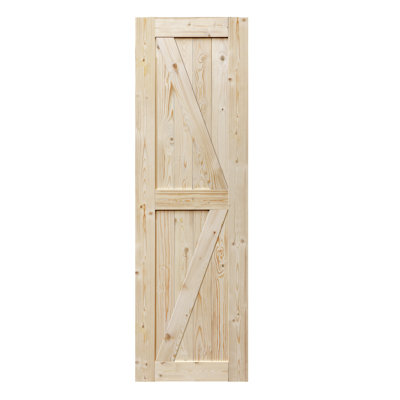 Barn Door, 20-60 in Unfinished British Brace Barn Door/Modern Style/Solid Wood/Simple Assembly is Required/Without Sliding Hardware 