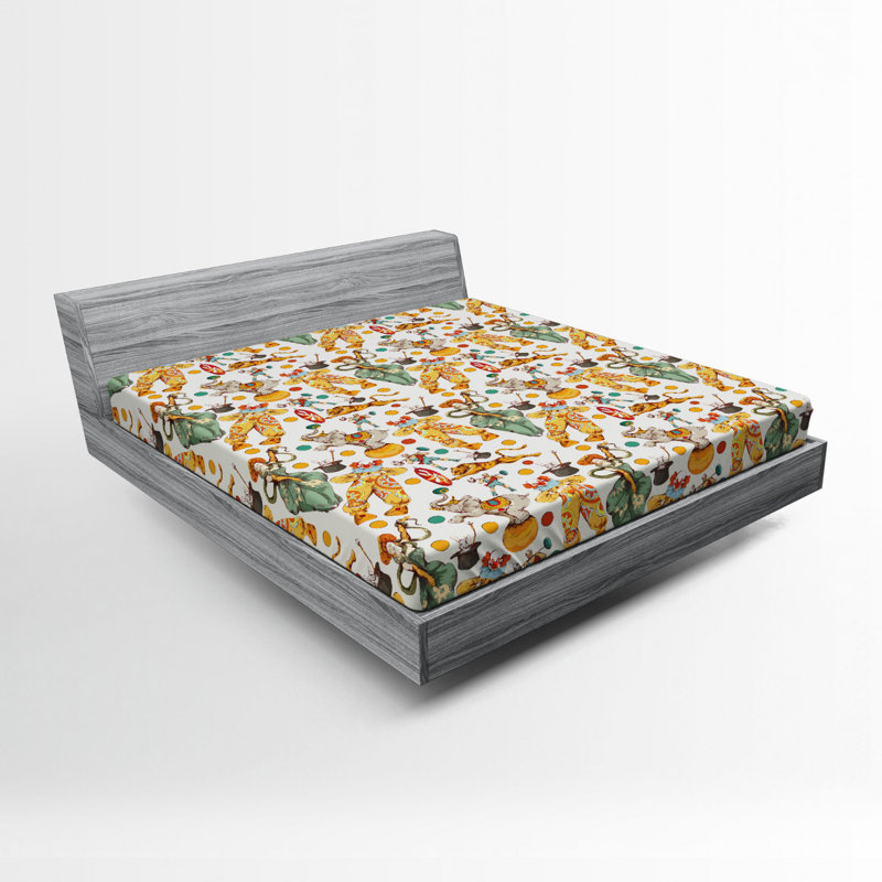 Microfiber Fitted Sheet, Queen Fitted Sheet, Orange/Yellow Floral