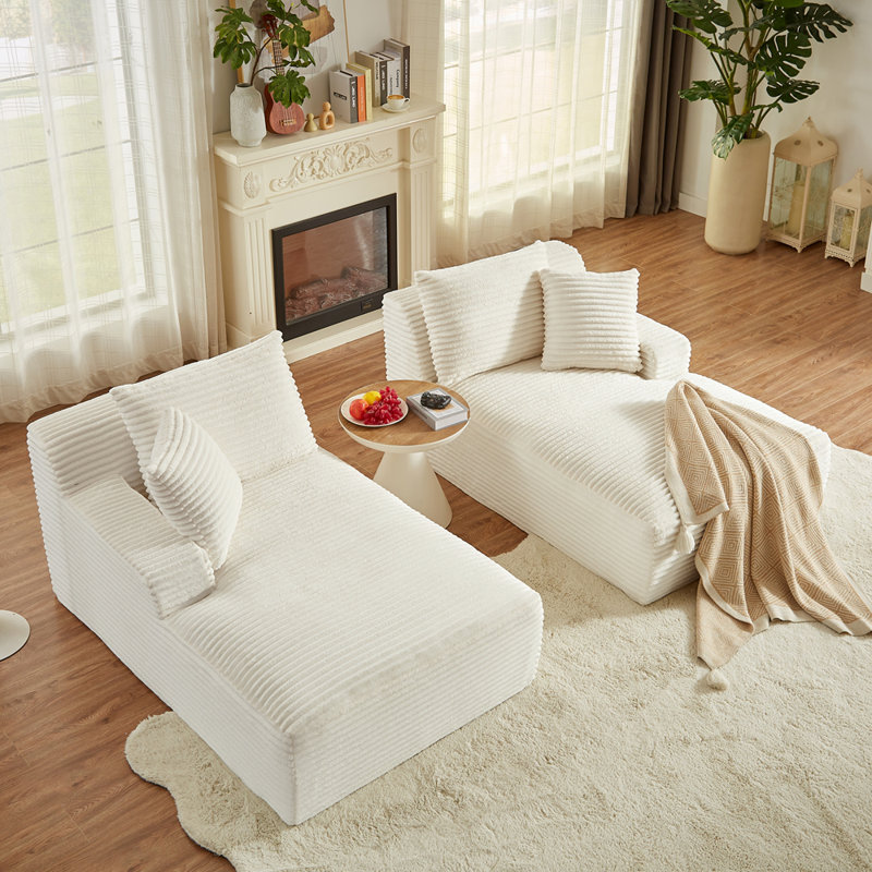 Méridienne compressible double - aucun assemblage requis, causeuse moelleuse moderne pour lire dans la chambre à coucher
