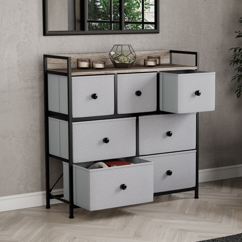 Chorley 7 Drawer Fabric Drawer Chest UKFR Certified, Beige/Grey