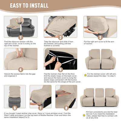 Wald 3 Seats Jacquard Recliner Chair Covers Furniture Protector Recliner Slipcovers With Elastic Bottom For Kids Pets