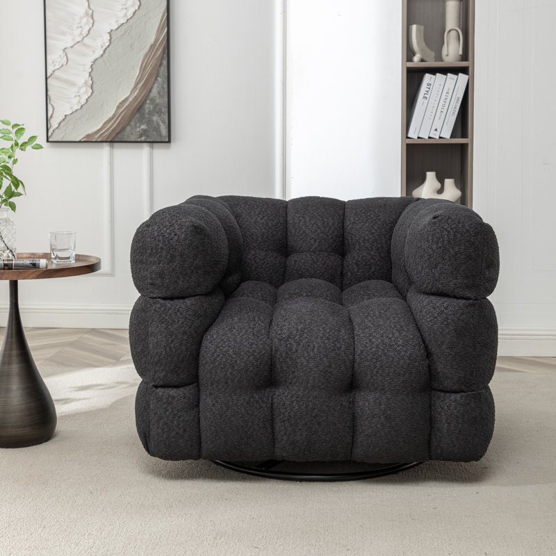 Fauteuil pivotant 38 po Brennan, Bouclé noir