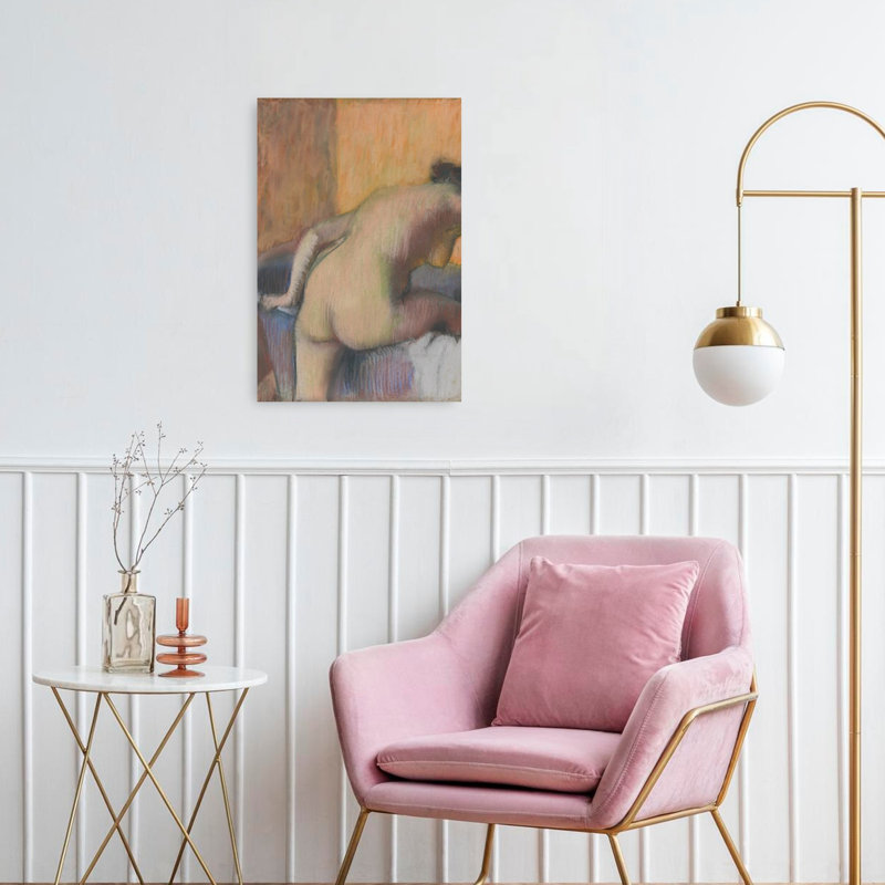 Bather Stepping Into A Tub, C.1890 Impressionist Abstract Contemporary Wall Art Print by Edgar Degas - 1 Piece Wrapped Canvas Wall Art