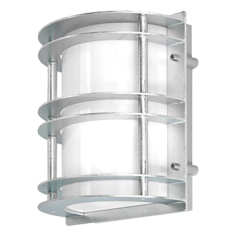 Ullmann Outdoor Bulkhead Light, Opal Galvanised, 60W E27