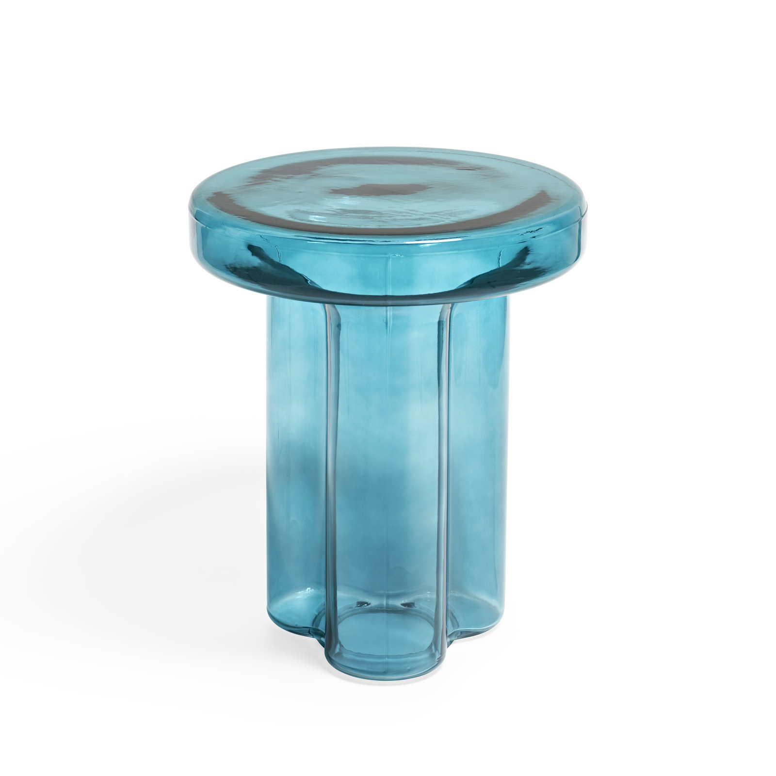 Glass End Table, Turquoise