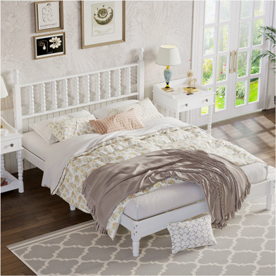 Grand lit plateforme en bois avec tête de lit en forme de gourde, lit plateforme de style rétro avec support à lattes en bois