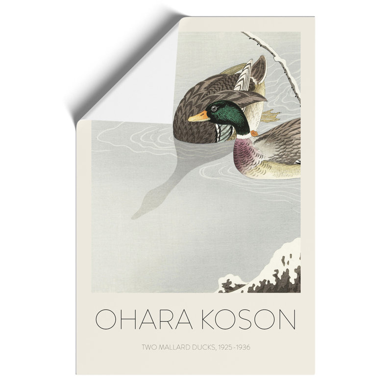 Two Mallard Ducks by Ohara Koson - No Frame Painting, 42cm H x 30cm W x 0.1cm D