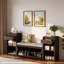 Banc de rangement avec coussin, compartiments, tiroirs et tablettes ouvertes-1065848108