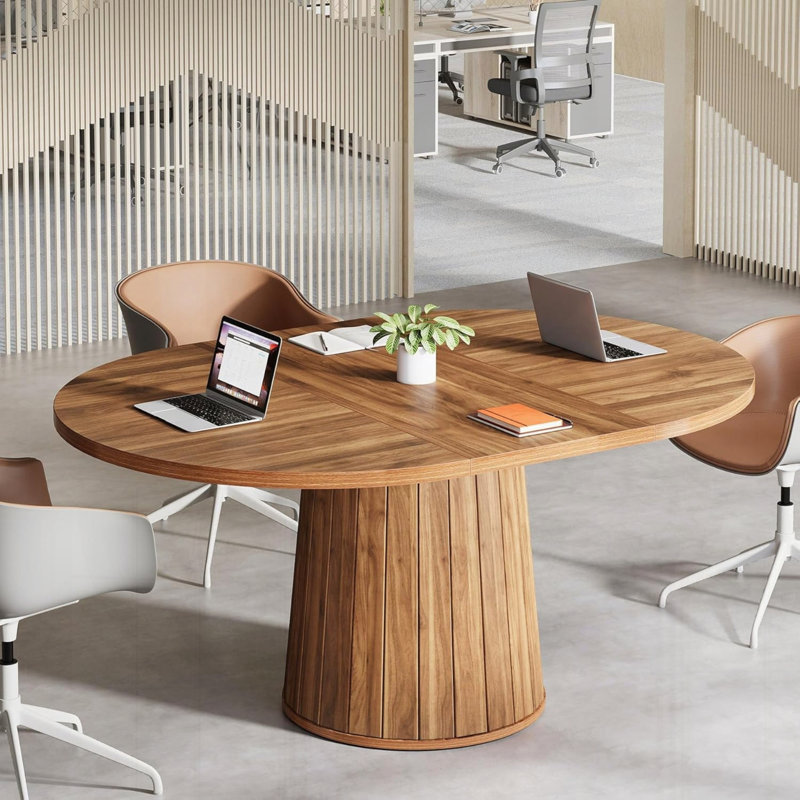 Table de conférence ovale en bois