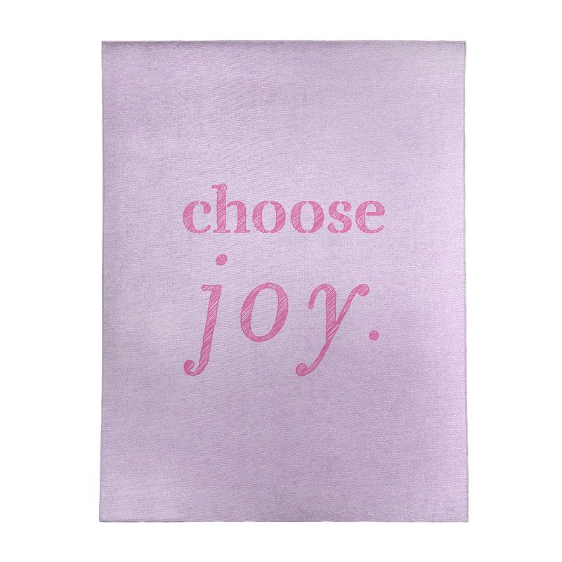 Tapis en polyester à citation manuscrite choose joy, Rectangle 9 pi x 12 pi
