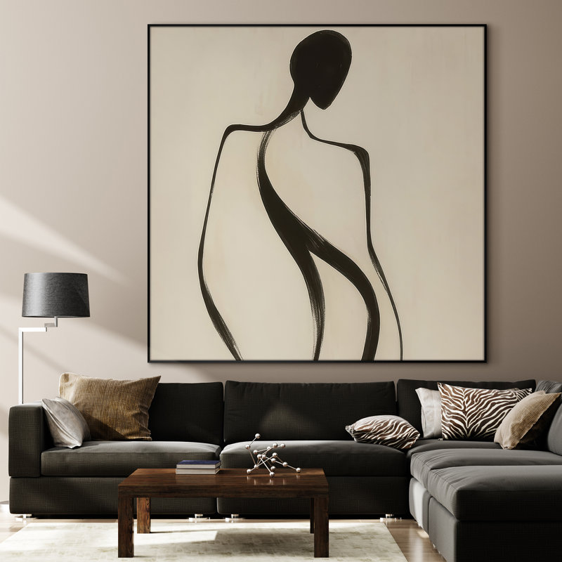 Extra Large Wall Art Fabric Print - Abstract Netural Modern Artwork Artwork Decor for Living Room or Bedroom - "Frame Assembly Required (Unfinished Frame)"