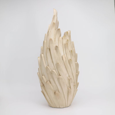 Resin Vase Angel wing textured& milky gold finish & Decorative Vase & Home Décor