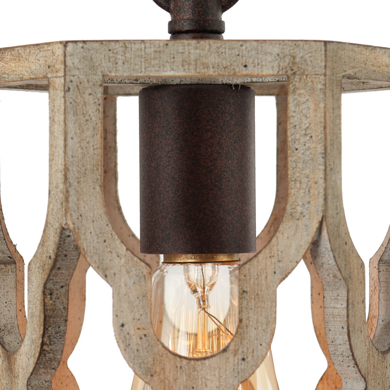 Luminaire suspendu géométrique en bois 1 lumière