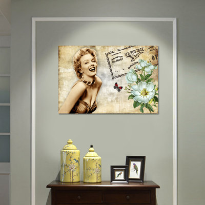 "Vintage Glamour" Floral Postage Stamp Canvas Wall Decor