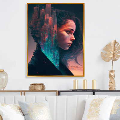 «Double Exposure Woman Portrait Sci-Fi III», impression sur toile