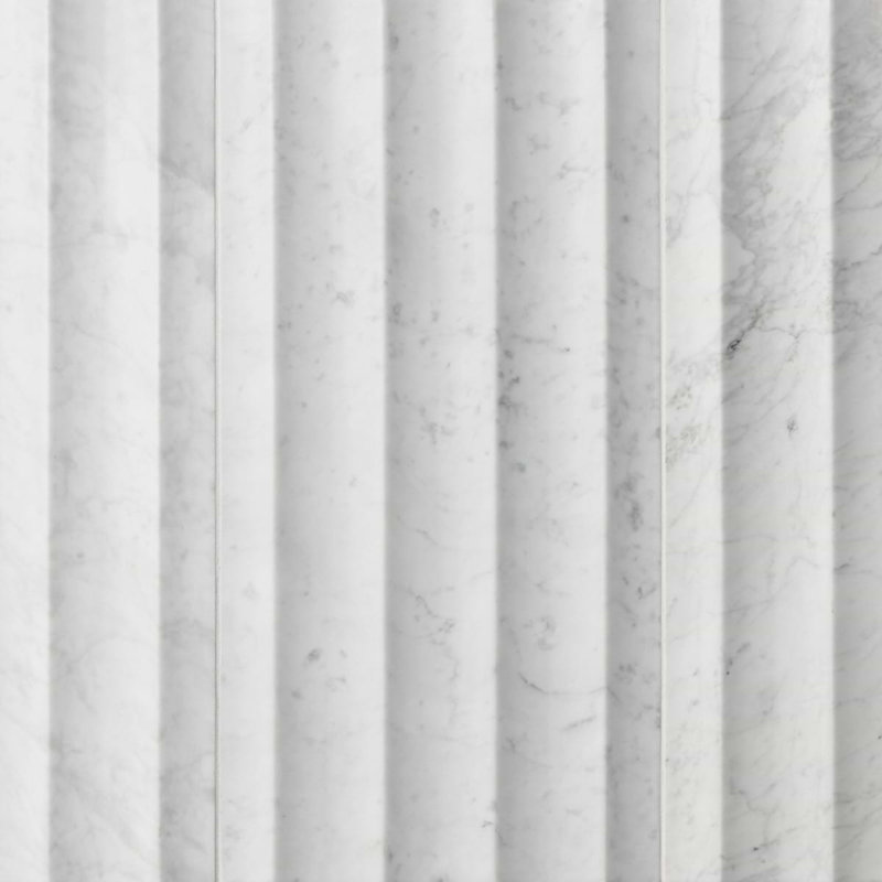 Stonework Carrara White 12x24 Marble Tile, Fluted 3D Honed