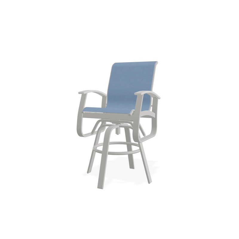 Fauteuil pivotant à hauteur de barre en aluminium Belle Isle Sling, Neige, Ciel