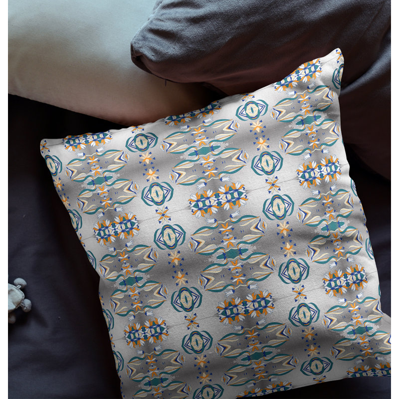  Housse de coussin carré et insert, H 20 po x l 20 po, Fermeture éclair, Blanc cassé / Brun