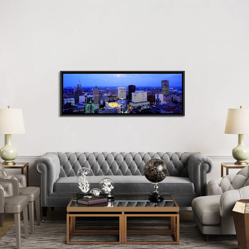 «Evening, Buffalo, New York State», reproduction de photo sur toile, H 12 po x l 36 po x P 1,5 po, Toile avec cadre noir