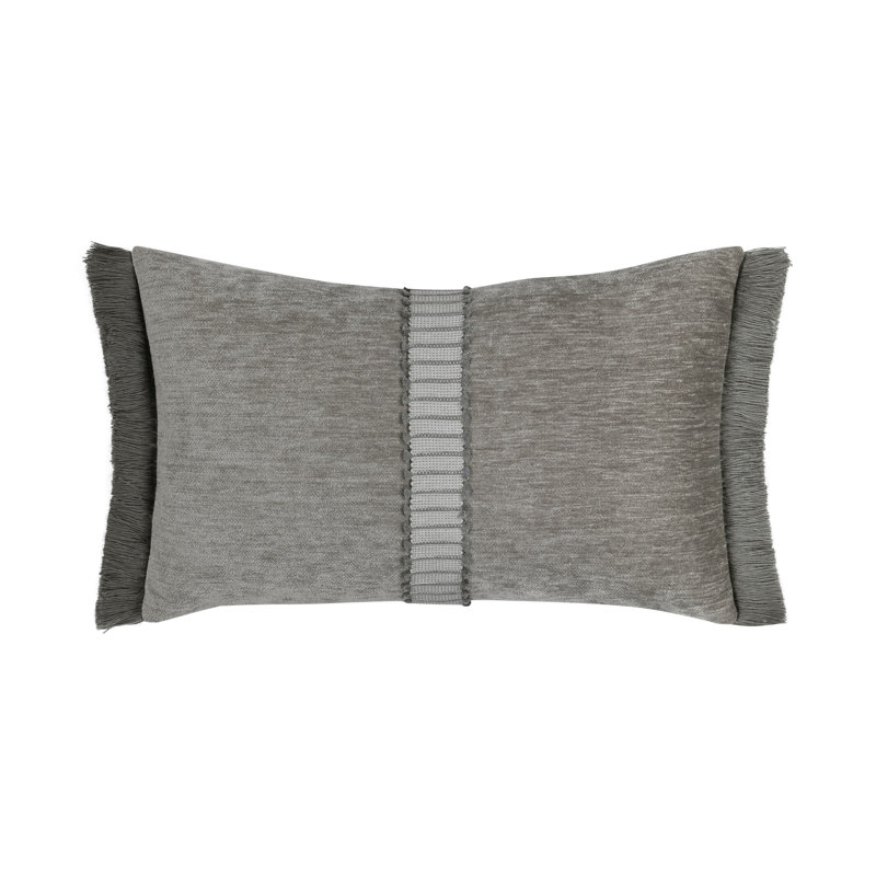 Splendor Velvet Pillow Cover & Insert, 12" H x 20" W, Gray, Rectangular
