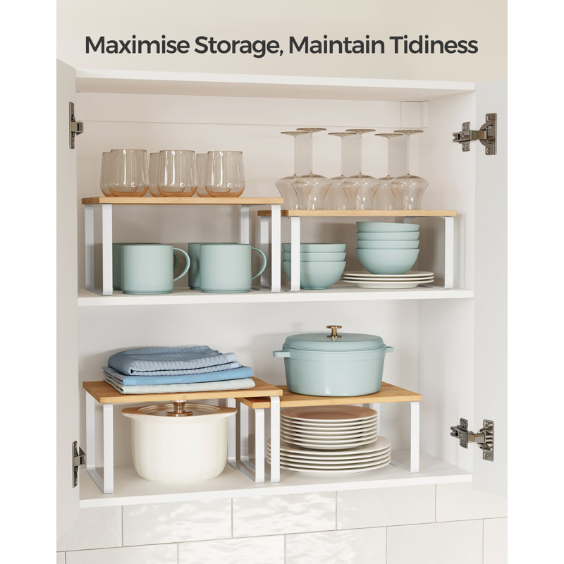 Frame Mounted Spice Rack with Adjustable Racks, Natural/White