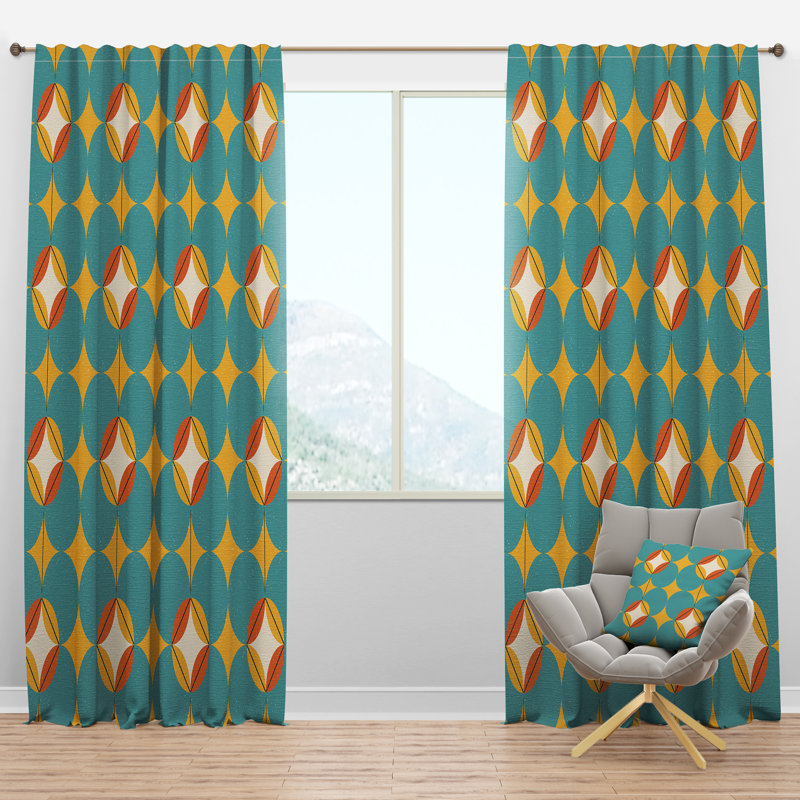 Panneau de rideau simple semi-diaphane avec passe-tringle Mid-Century Diamond IV, l 52 po x L 95 po