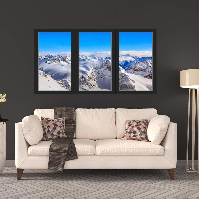 Décalcomanie murale en 3d snow mountain, H 18 po x l 30 po x P 0,5 po