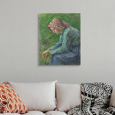 " A Seated Peasant Woman " by Camille Pissarro Painting Print