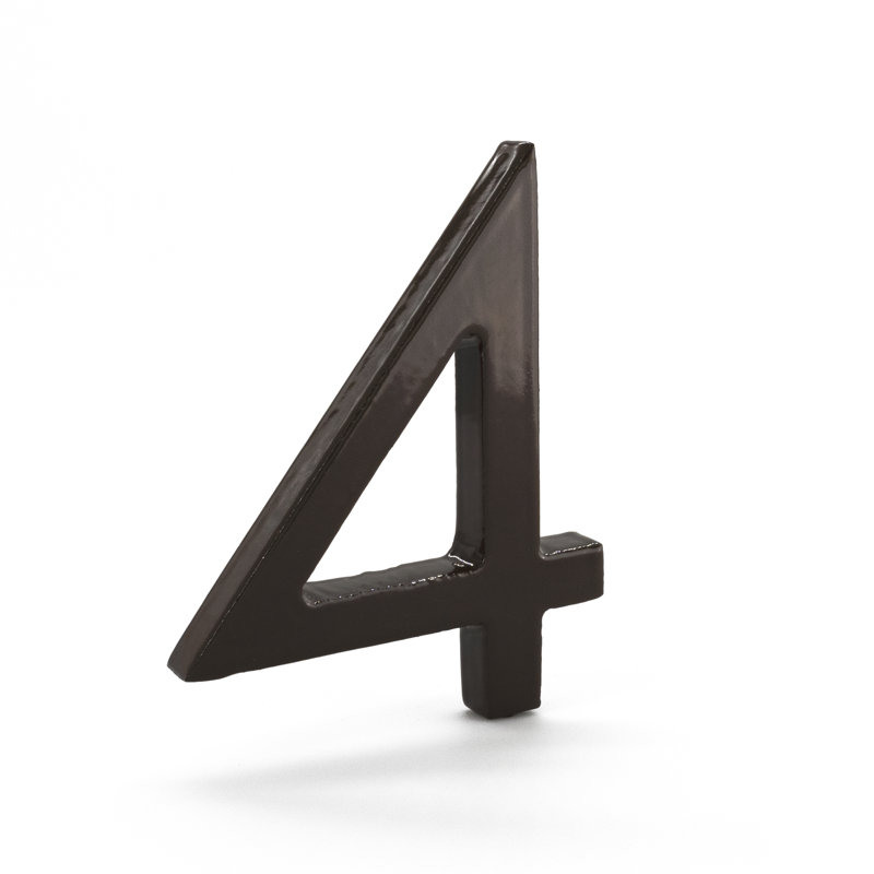 Numéro de maison à fixation flottante 4 po, 4, Bronze romain