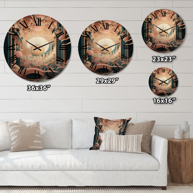 Master Consciousness Future Geometry Seance VI - Modern Geometric Oversized Wood Wall Clock, Medium