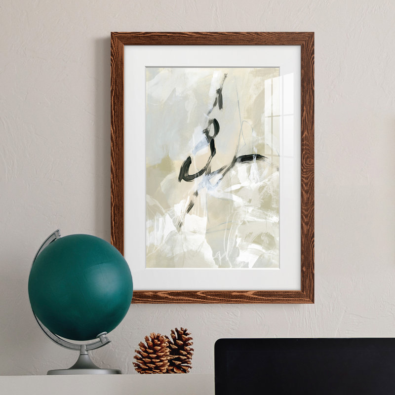 " Scribble Veil I " Painting Print, 20" H x 17" W x 1" D, Maple Framed