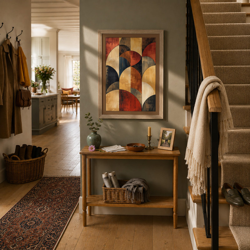 Earth Geometry Mid-Century - Framed Print, A1 - 84.1 x 59.4 cm, Oak