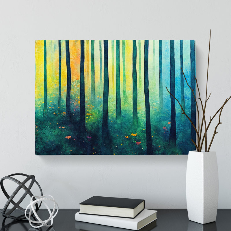 Elegant Colourful Forest - Wrapped Canvas Painting, 35cm H x 50cm W x 3cm D
