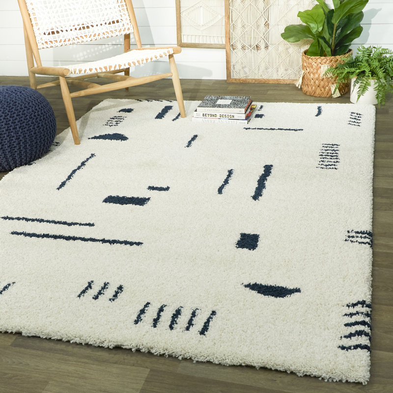 Tapis géométrique à poils longs Morin, Rectangle 6 pi 7 po x 9 pi