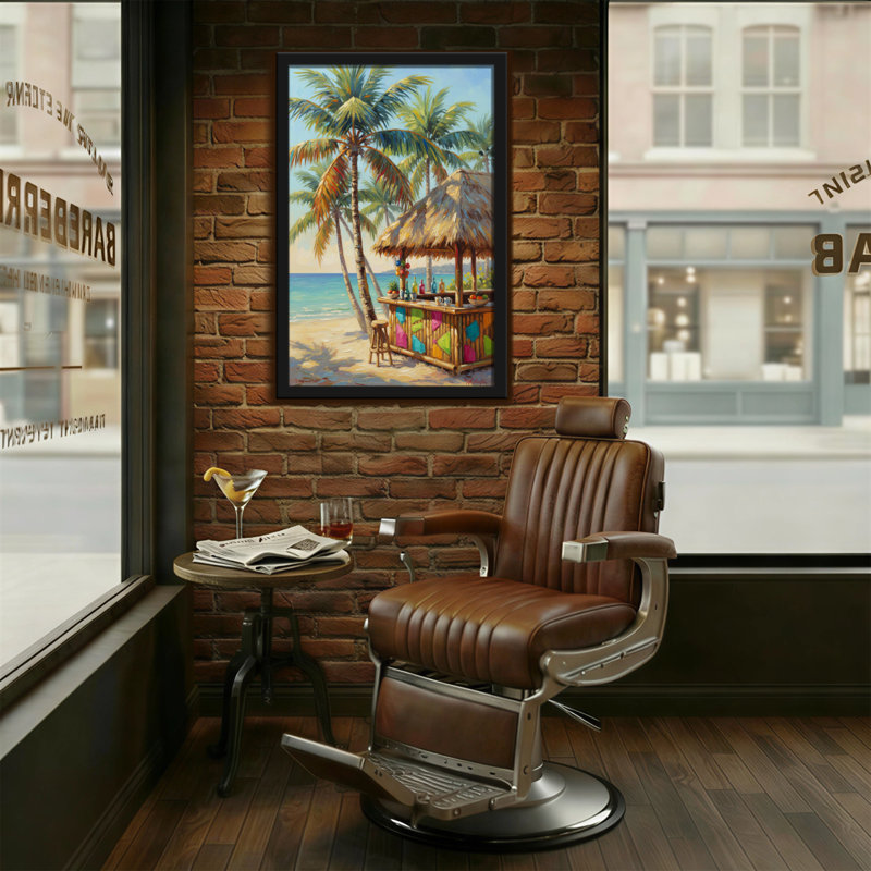 Bar de plage tropicale avec palmiers Plants & Flowers, H 18 po x l 12 po