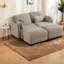 Canapé d'angle moderne à compression, canapé 2 places en chenille camel avec poufs - Maison