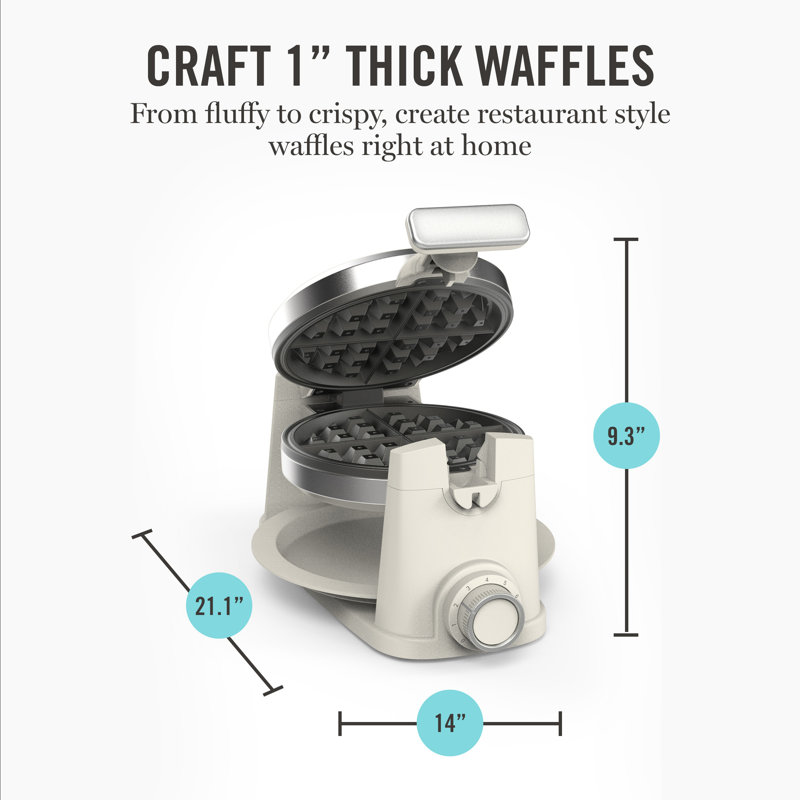 Martha Stewart Rotating Round Waffle Maker, Linen, Linen