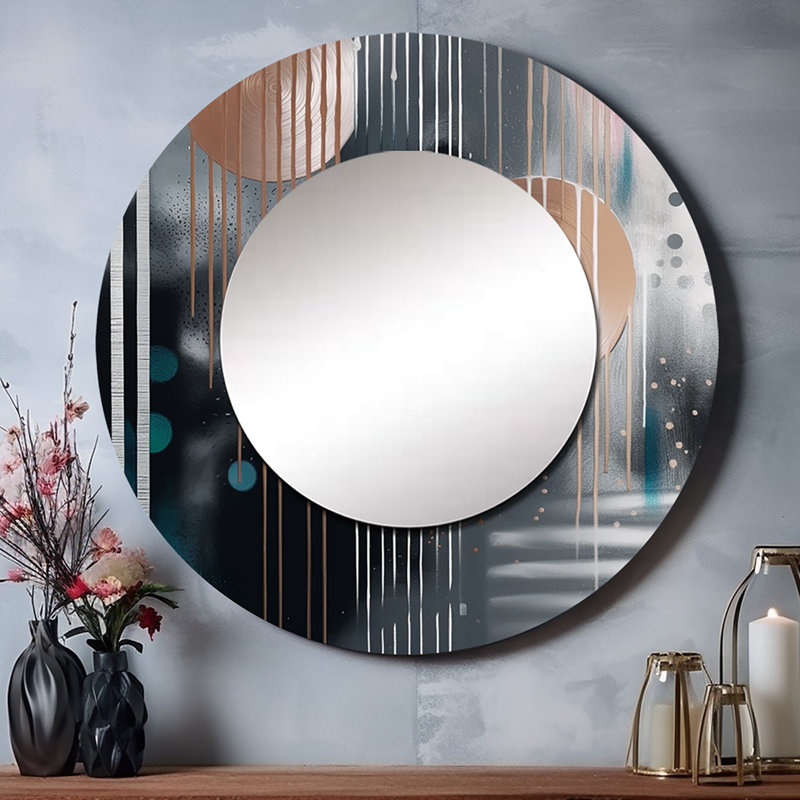Pavior Whispers Of Marble III - miroir mural unique en marbre, miroir rond moderne, impression d'art en métal, 29 po x 29 po