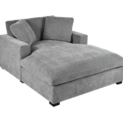 Très grande chaise longue - l 53,5 po x P 70,9 po x H 33,1 po, conception classique, tissu, pieds en bois massif, matériau facile à assembler de 53,5 po x 70,9 po, cadre, assemblage, confort douillet
