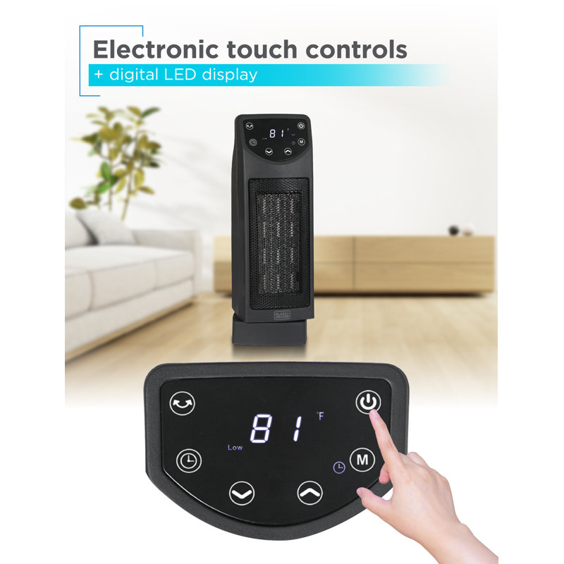 Black Ceramic Tower Heater with Remote and Adjustable Thermostat