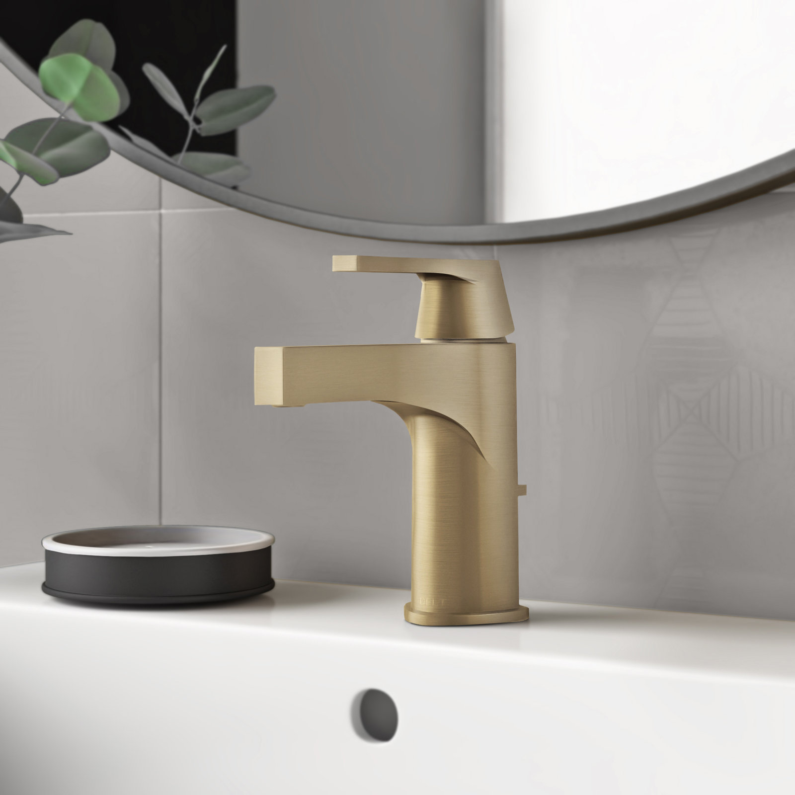 Zura Single-Hole Bathroom Faucet with Drain, Champagne Bronze