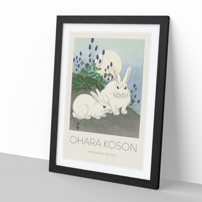 Rabbits at Full Moon Print by Ohara Koson - Picture Frame Painting