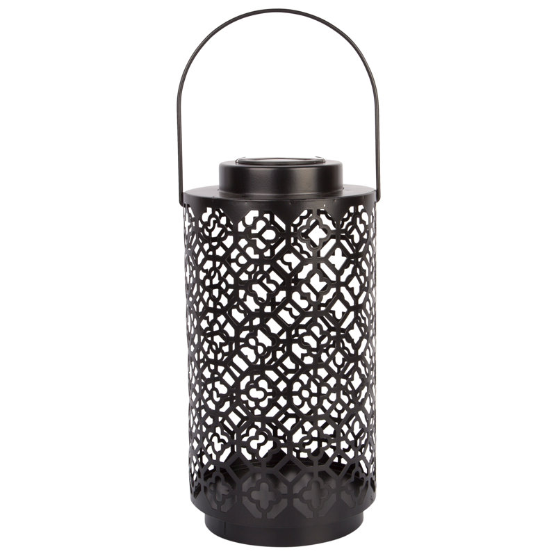 12"H Black Cross Solar Lantern, Black Cross