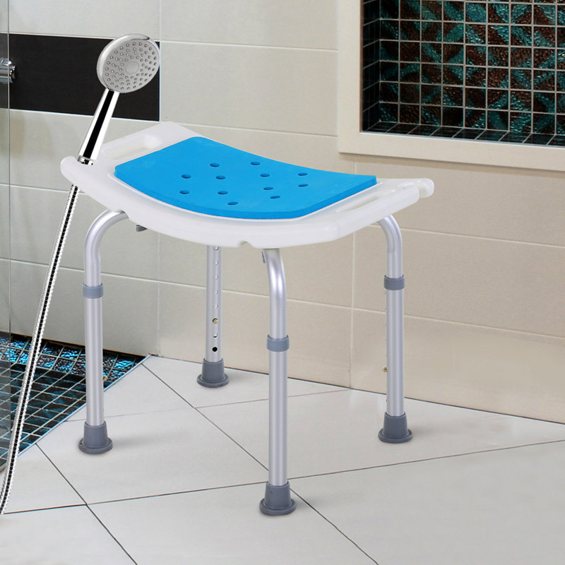 Bath Stool For Elderly, Injured & Pregnant Women - 6-Level Adjustable, Non-Slip, , Blue Aluminum Chair Adjustable Spa Shower Disabled