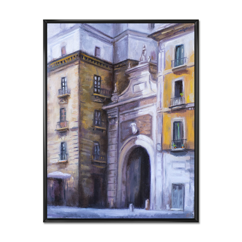 «Architectural Arc in Italian City», reproduction sur toile, H 20 po x l 12 po, Cadre flottant noir